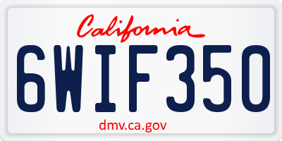CA license plate 6WIF350