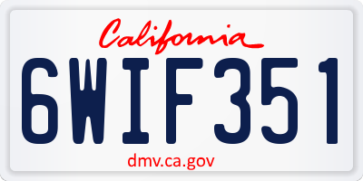 CA license plate 6WIF351