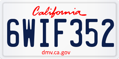 CA license plate 6WIF352