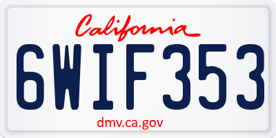 CA license plate 6WIF353