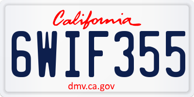 CA license plate 6WIF355