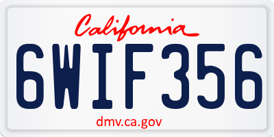 CA license plate 6WIF356