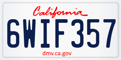CA license plate 6WIF357