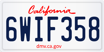 CA license plate 6WIF358