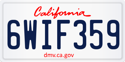 CA license plate 6WIF359