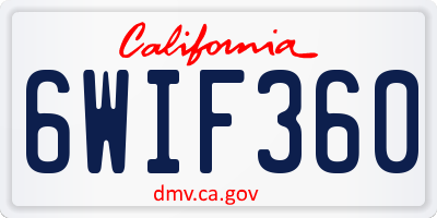 CA license plate 6WIF360