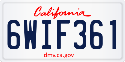 CA license plate 6WIF361