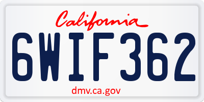 CA license plate 6WIF362