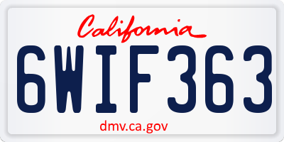 CA license plate 6WIF363