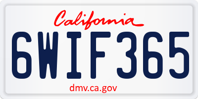 CA license plate 6WIF365