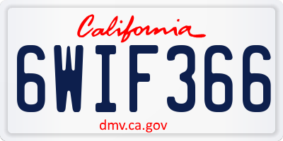 CA license plate 6WIF366