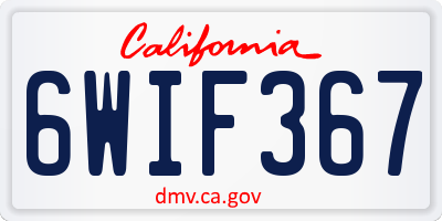 CA license plate 6WIF367
