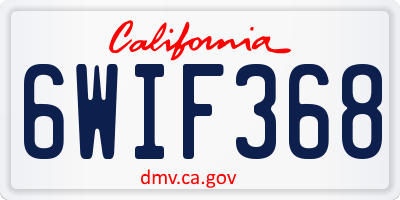 CA license plate 6WIF368