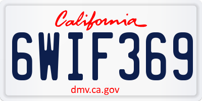 CA license plate 6WIF369