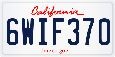 CA license plate 6WIF370