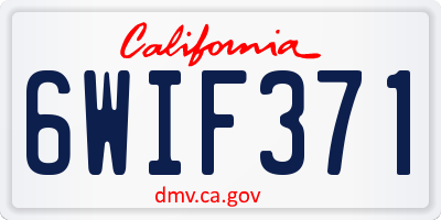 CA license plate 6WIF371