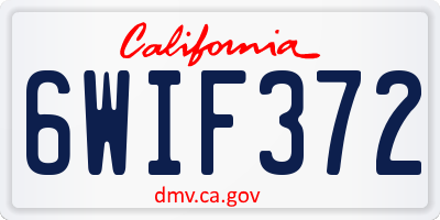 CA license plate 6WIF372