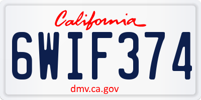 CA license plate 6WIF374