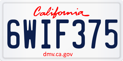 CA license plate 6WIF375