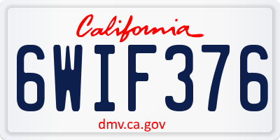 CA license plate 6WIF376