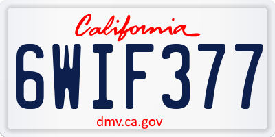CA license plate 6WIF377