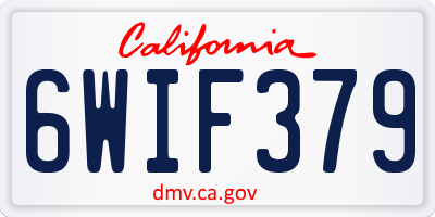 CA license plate 6WIF379