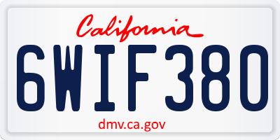 CA license plate 6WIF380