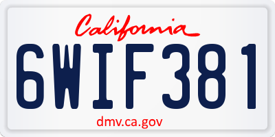 CA license plate 6WIF381