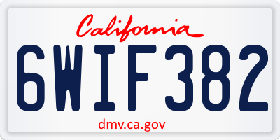 CA license plate 6WIF382