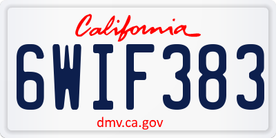 CA license plate 6WIF383