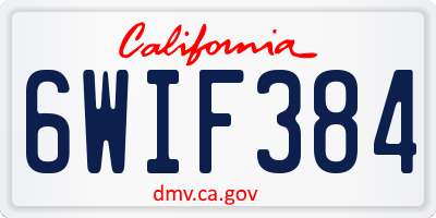 CA license plate 6WIF384