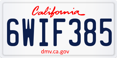 CA license plate 6WIF385