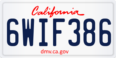 CA license plate 6WIF386