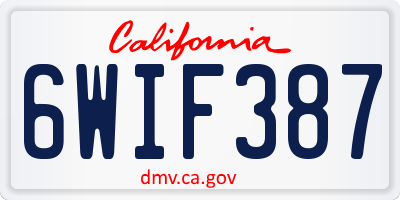 CA license plate 6WIF387