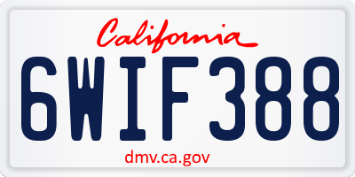 CA license plate 6WIF388
