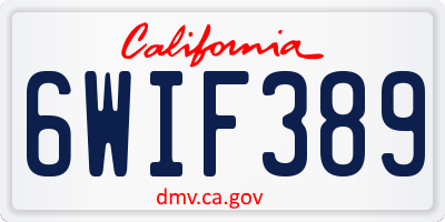 CA license plate 6WIF389