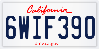 CA license plate 6WIF390