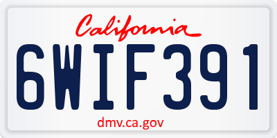 CA license plate 6WIF391
