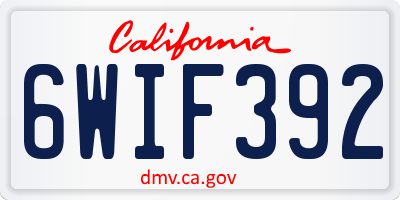 CA license plate 6WIF392
