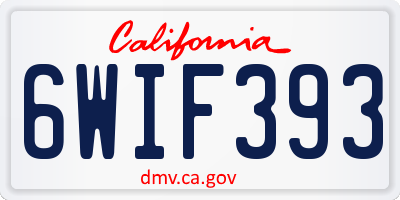 CA license plate 6WIF393