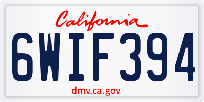 CA license plate 6WIF394