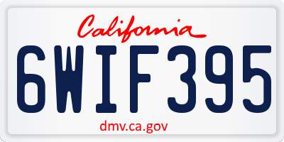 CA license plate 6WIF395