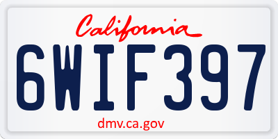 CA license plate 6WIF397