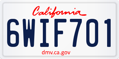 CA license plate 6WIF701