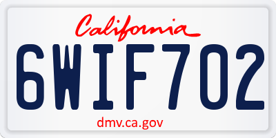 CA license plate 6WIF702
