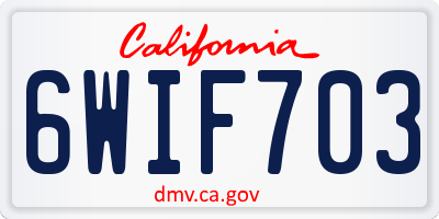 CA license plate 6WIF703