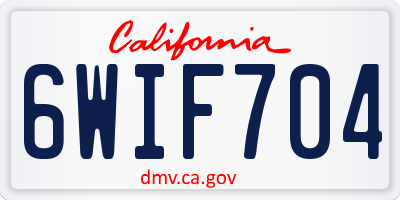 CA license plate 6WIF704