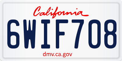 CA license plate 6WIF708