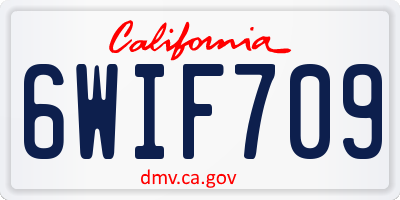 CA license plate 6WIF709