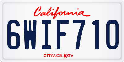 CA license plate 6WIF710